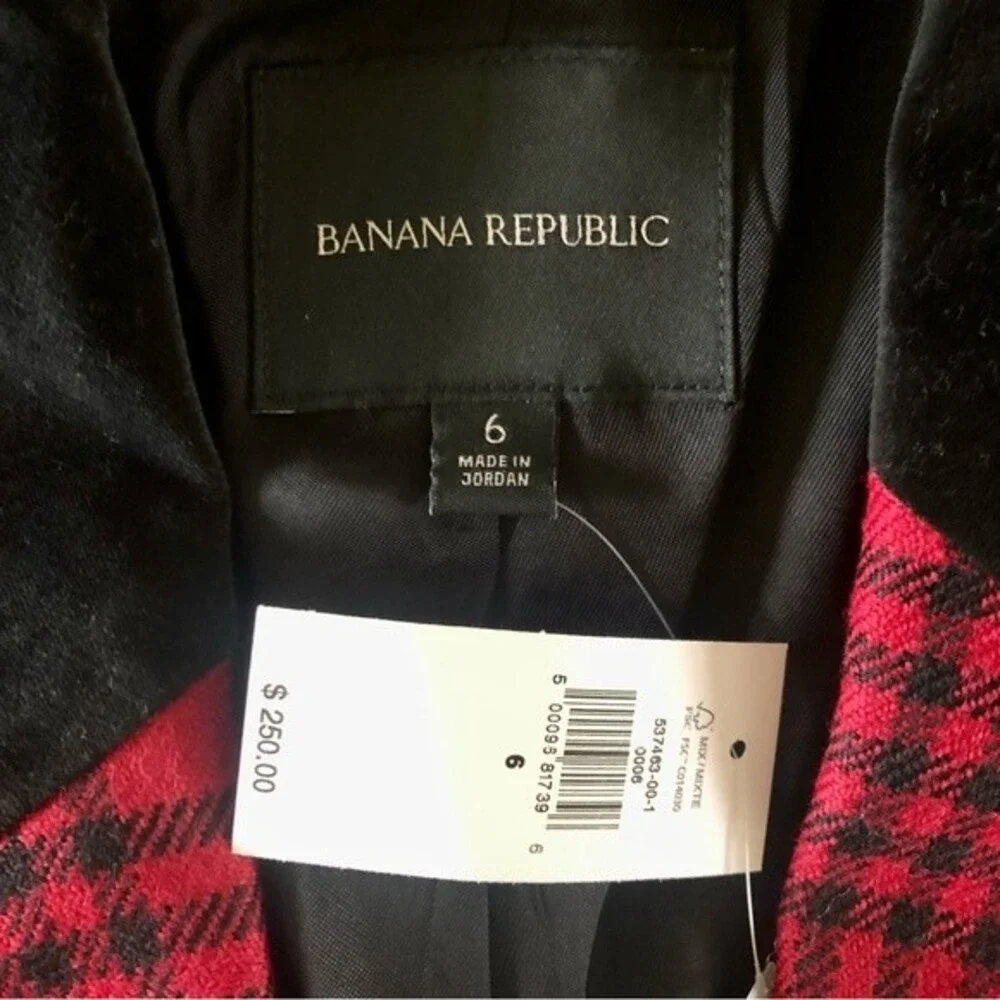 Banana Republic Red Plaid Captain's Blazer NWT Wool Size 6 - Picture 7 of 10